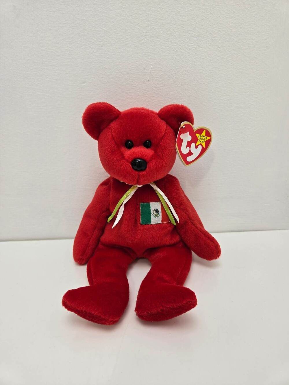 Ty Beanie Baby “Osito” the Red Mexico Bear wearing the Mexican flag proudly!